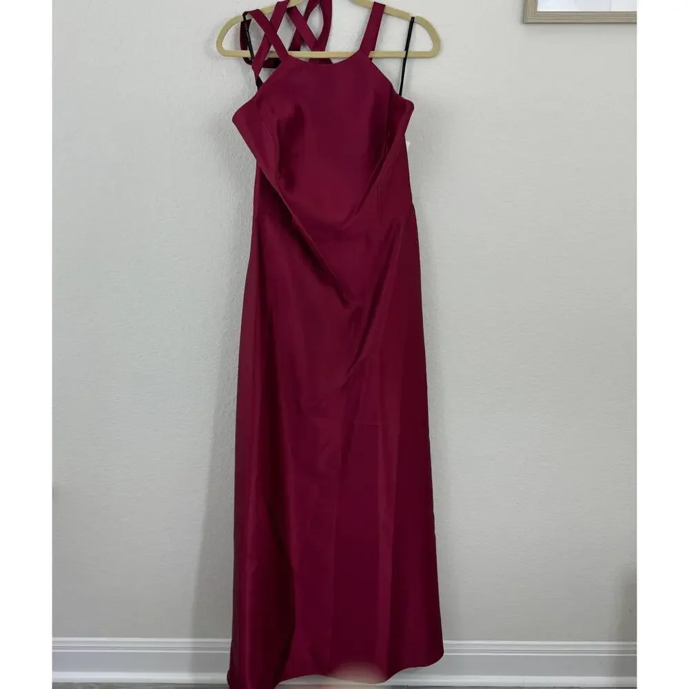 Red Dress - Alfred Sung Formal Dress, Burgundy Size 18 - Picture 3 of 14